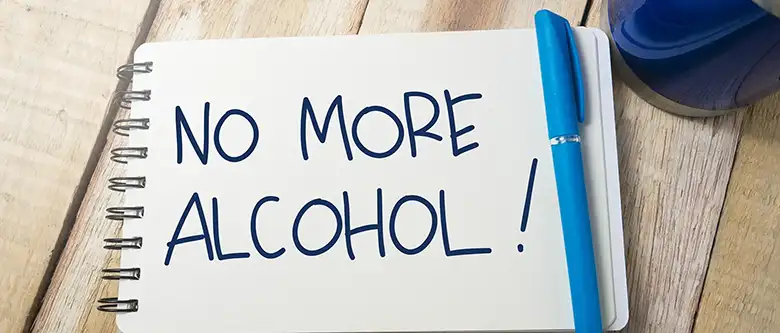 notebook saying no more alcohol