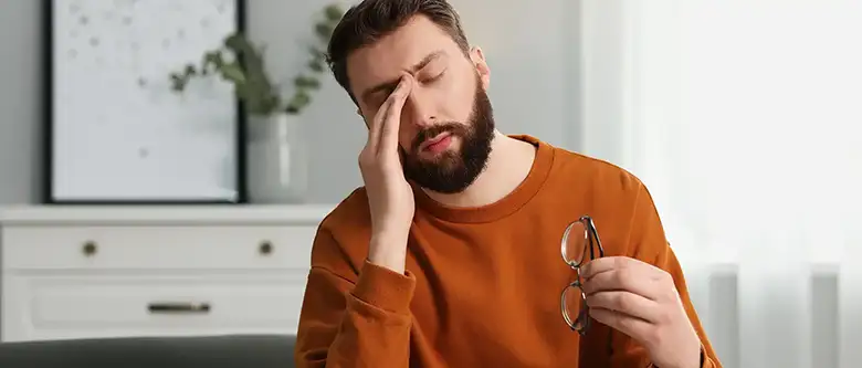 man having withdrawals symptoms