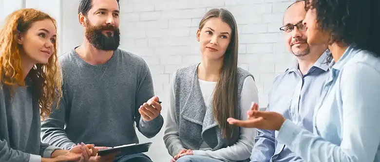 group of people talking